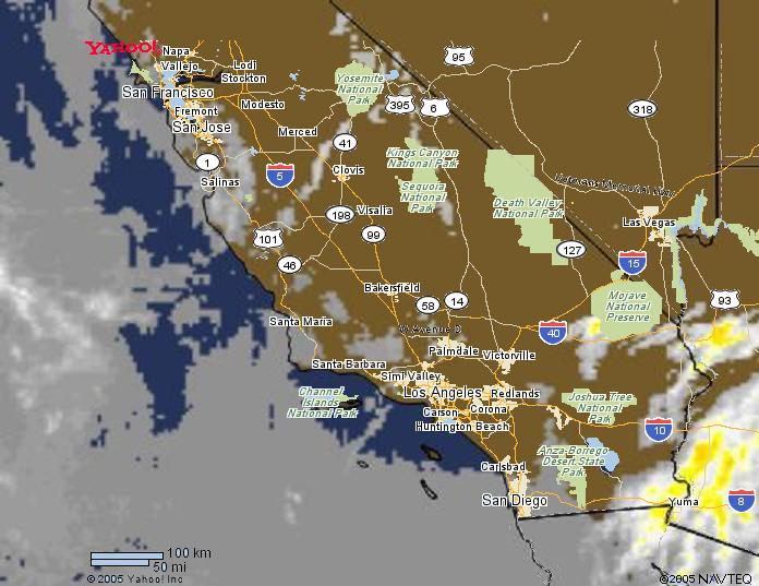 Map and clouds of S. California on Oct. 21, 2005